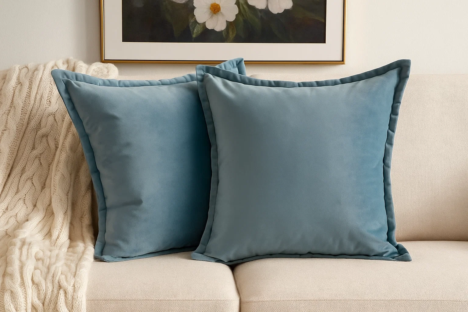 Cojines Decorativos Felpa Petróleo