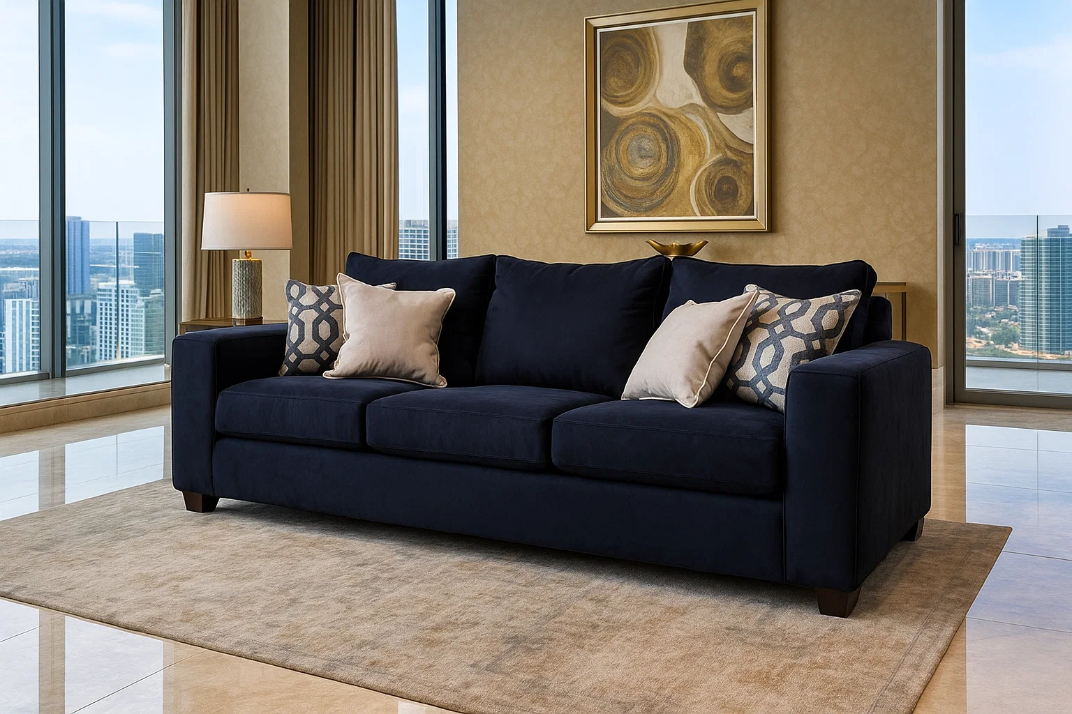 Sofa Kenia 3c Felpa Negro